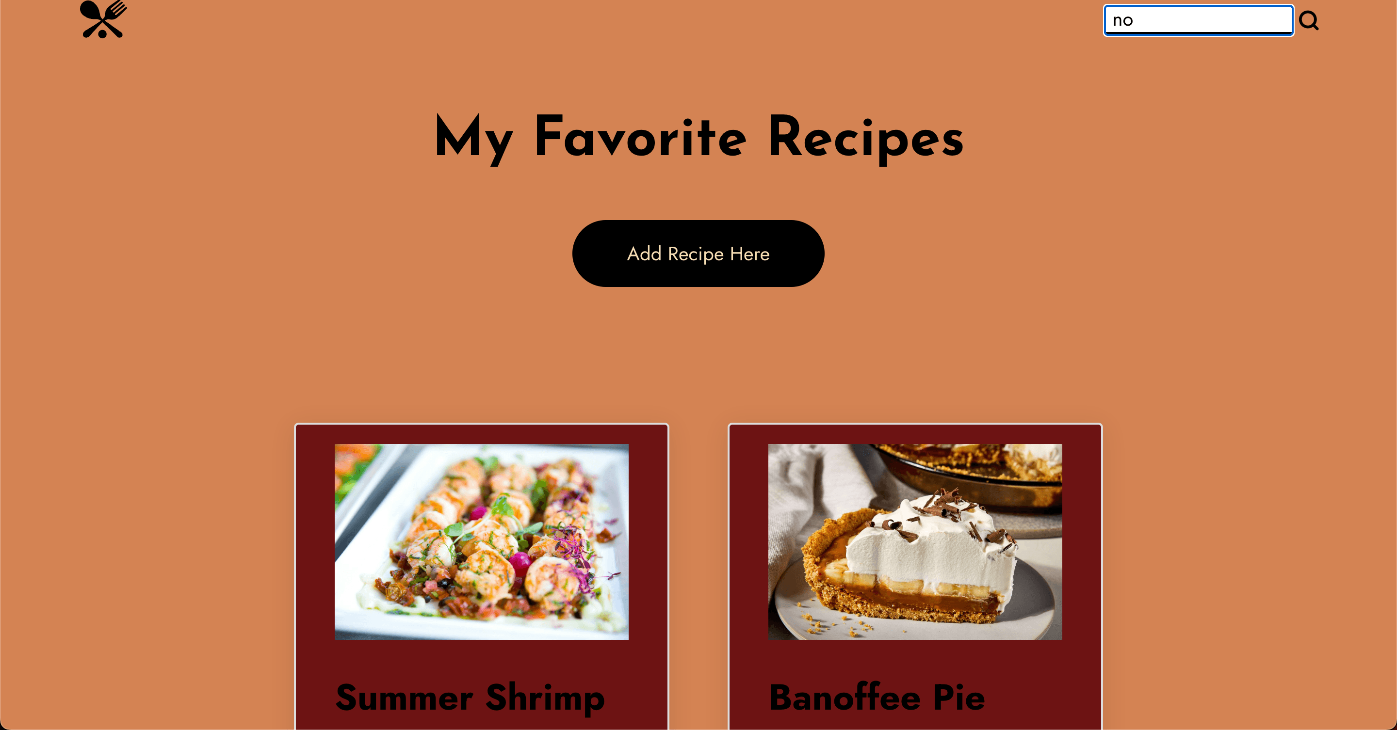 Baking Club Recipe App Homepage